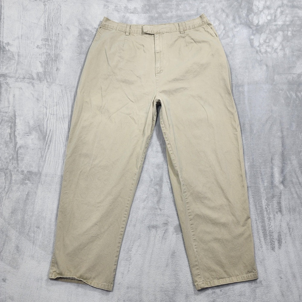 Vintage White Stag Pants Womens 18W Khaki High Rise Tapered‎ Leg Preppy Casual